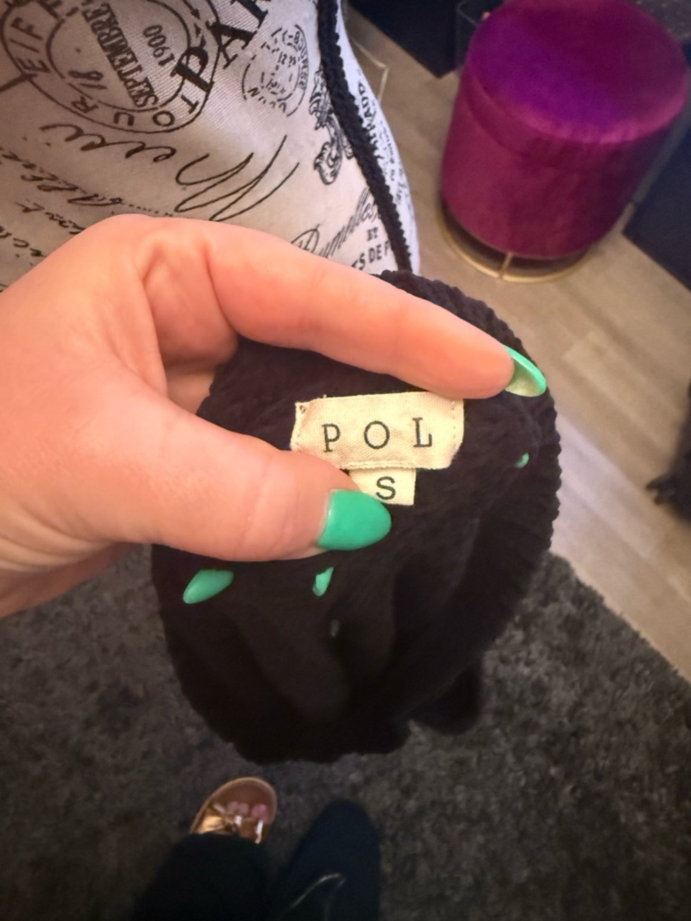POL Black V-Neck Short Sleeve Pocket Sweater - Picture 3 of 4